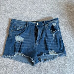Fashion Nova Ripped Blue Jean Shorts